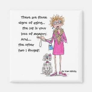 Íman Desenho em aquarela Mulher Três Sinais de Envelhec