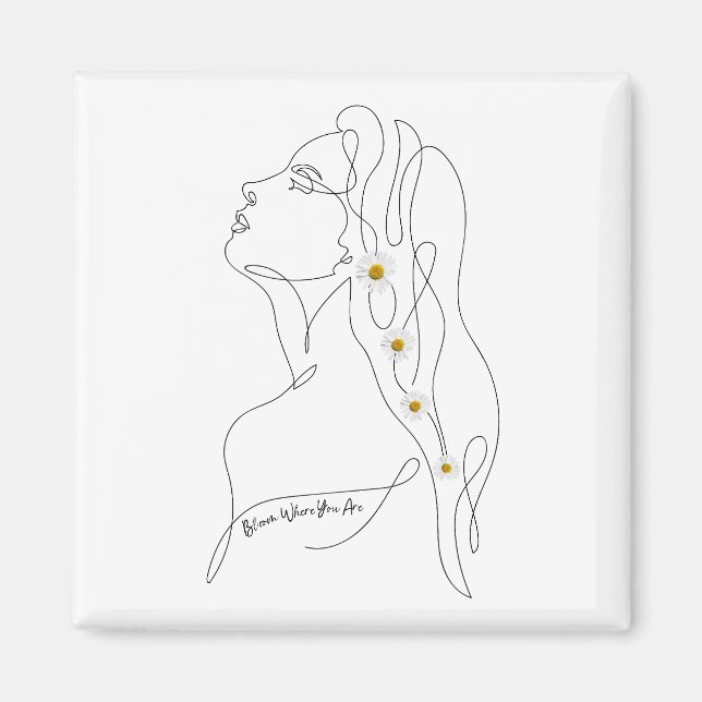 Íman Desenho em Linha da Arte da Mulher - Bloom onde vo (Frente)
