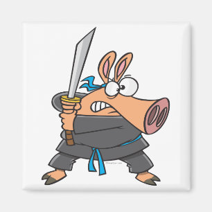 Íman desenho engraçado porco ninja bobo karatê porquinh