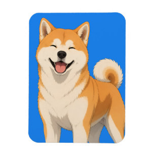 Íman Desenho Feliz de Cachorro Akita