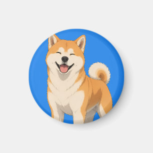 Íman Desenho Feliz de Cachorro Akita