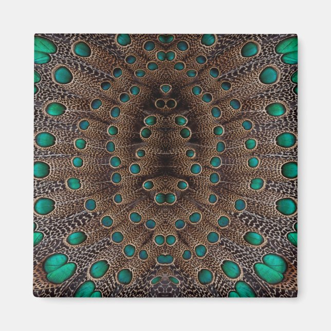 Íman Desenho Fractal de Pena de Faisão (Frente)