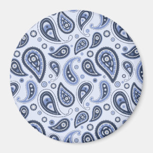 Íman Desenho Intrincado de Estampa Paisley Floral Azul