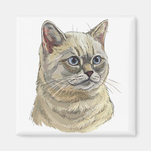 Íman Desenho manual de um gato britânico engraçado