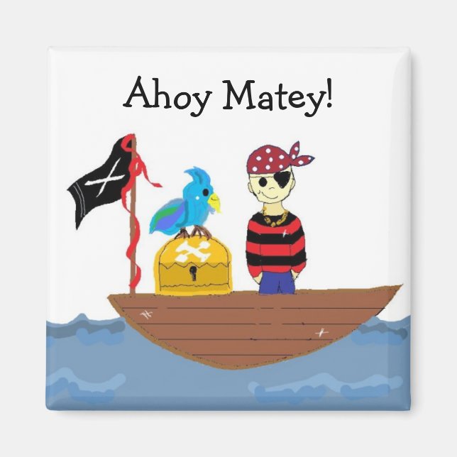 Íman Desenho Pirata Ahoy Matey (Frente)