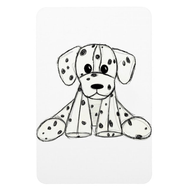 Íman Desenho simples de um cão dalmata de pelúcia em pr (Vertical)