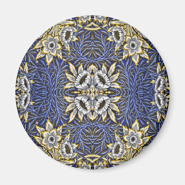 Íman Desenho Tulipa e Salgueiro Azul e Dourado de Willi (Frente)