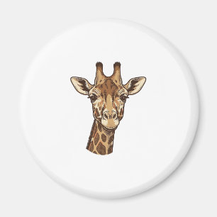 Íman Desenho Vetorial de Cabeça de Girafa Gravada Vinta