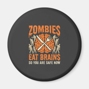 Íman Desenho Vetorial de Zumbi Engraçado Comendo Cérebr