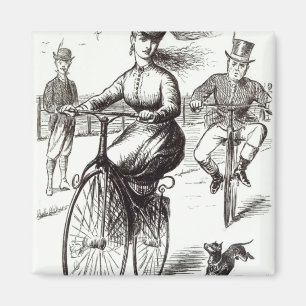 Íman Desenhos animados de uma senhora em um Velocipede,