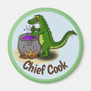 Íman Desenhos animados verdes felizes do comensal do