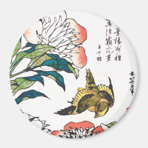 Íman Desenhos japoneses, Peonies e Sparrow