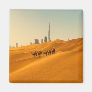 Íman Desertos Vista Skyline do Dubai com Camelos