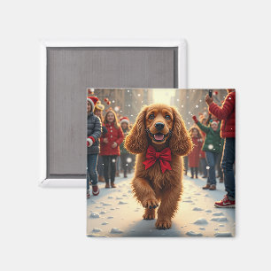 Íman Desfile de Natal do Cocker Spaniel Pintura de Feri