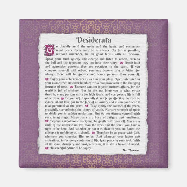 Íman Desiderata - Coisas desejadas (Frente)