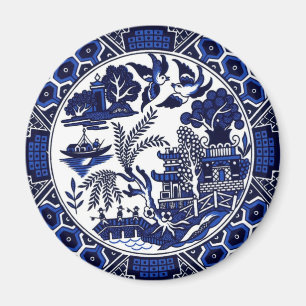 Íman Design azul azul & branco do salgueiro de China