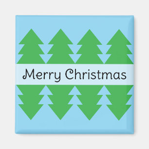 Íman Design Azul de Árvore Simples, Feliz Natal