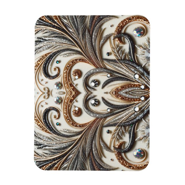 Íman Design Barroco Glamoroso com Glitter e Pedras Gama (Vertical)