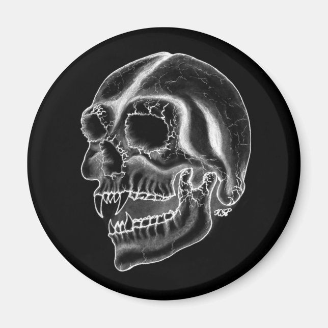 Íman Design branco e preto do crânio do vampiro (Frente)