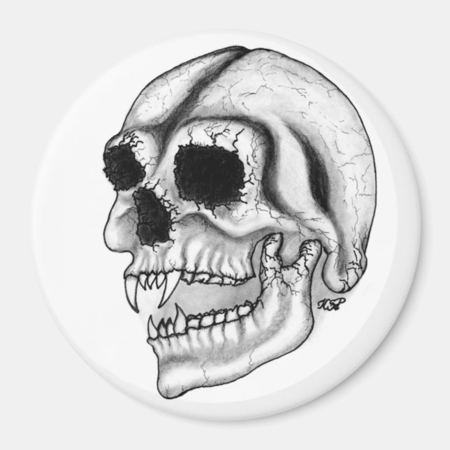 Íman Design branco e preto do crânio do vampiro (Frente)