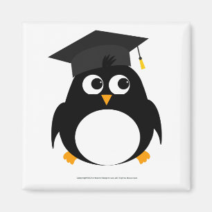 Íman Design da graduação do pinguim - ímã quadrado