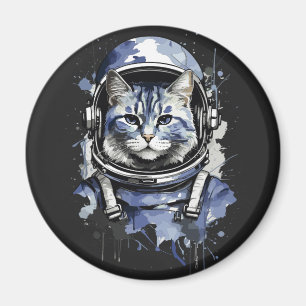 Íman Design de Abertura de Gato do Astronauta Azul