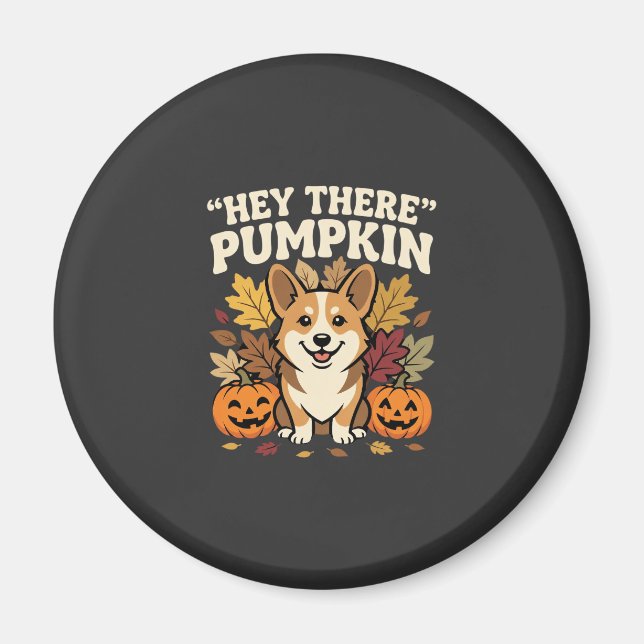 Íman Design de Abóbora Olá da Corgi no Halloween (Frente)
