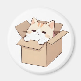 Íman Design de Adesivo Kawaii de Gato Fofo em uma Caixa