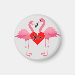 Íman Design de Amor Flamingo Cor-de-Rosa - Magnet: Círc