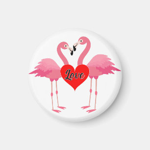 Íman Design de Amor Flamingo Rosa - Magnet: Círculo