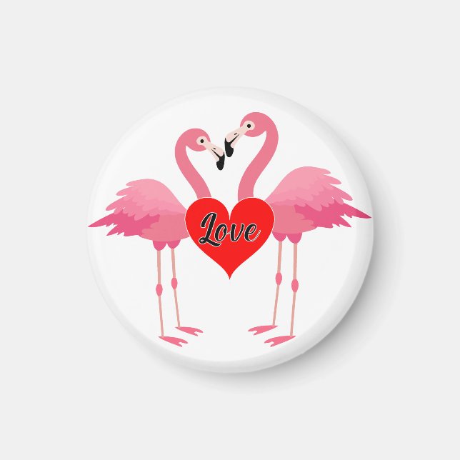 Íman Design de Amor Flamingo Rosa - Magnet: Círculo (Frente)
