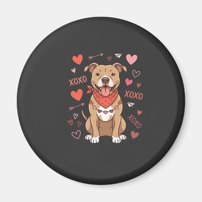 Íman Design de Amor XOXO Cachorro Pitbull no Dia dos Na (Frente)