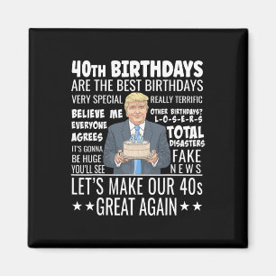 Íman Design de Aniversário de 40 Anos - Presente de Ani