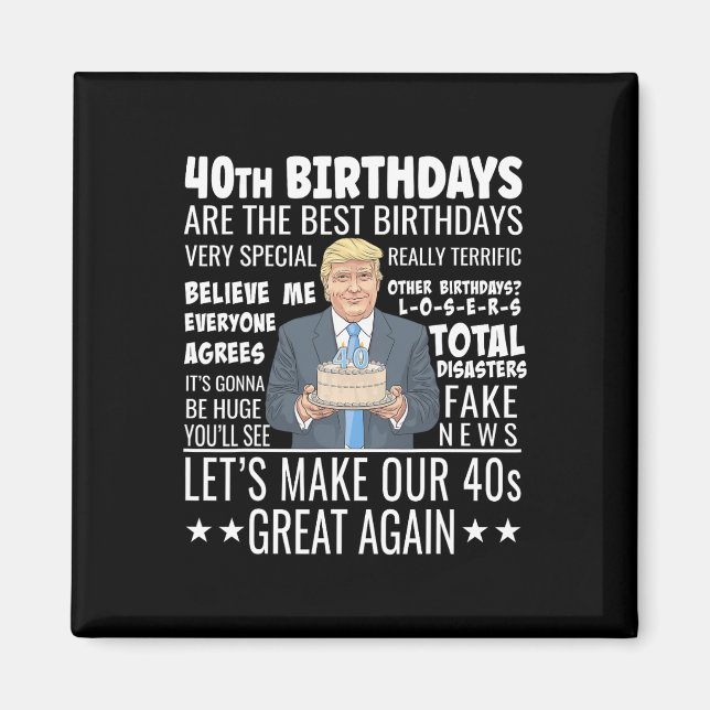Íman Design de Aniversário de 40 Anos - Presente de Ani (Frente)