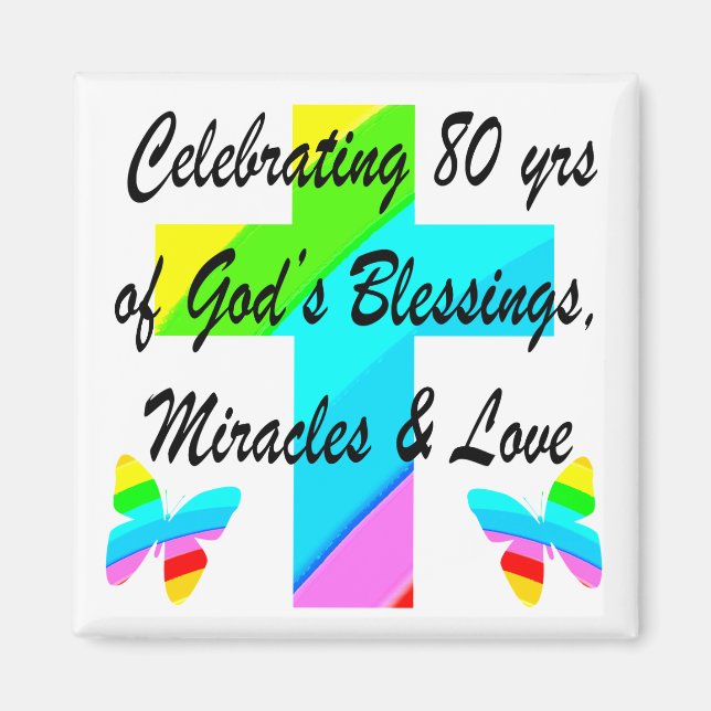 ÍMAN DESIGN DE ANIVERSÁRIO DE 80 PERSONALIZADO RELIGIOS (Frente)