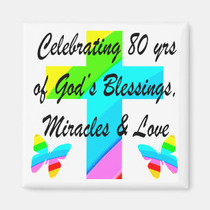 ÍMAN DESIGN DE ANIVERSÁRIO DE 80 PESSOAL RELIGIOSO
