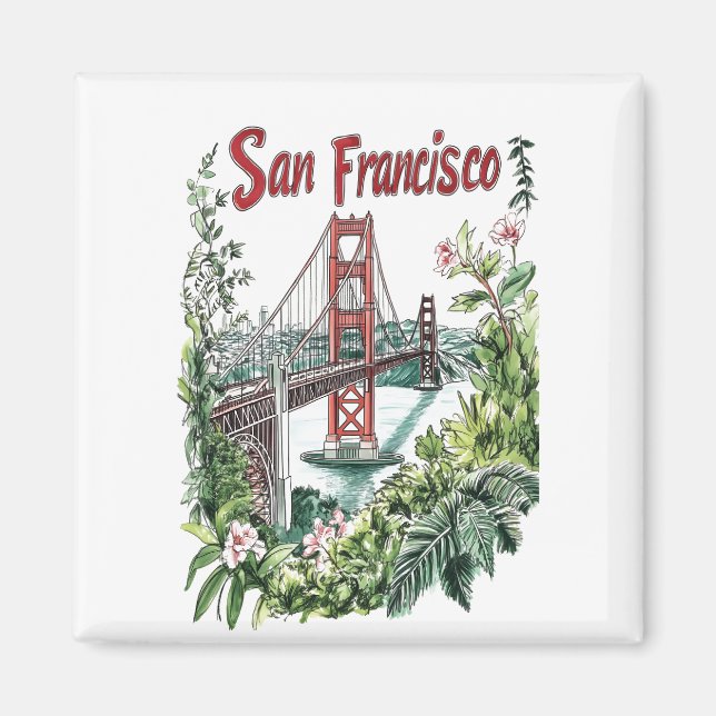 Íman Design de Aquarela da ponte de Ouro San Francisco (Frente)