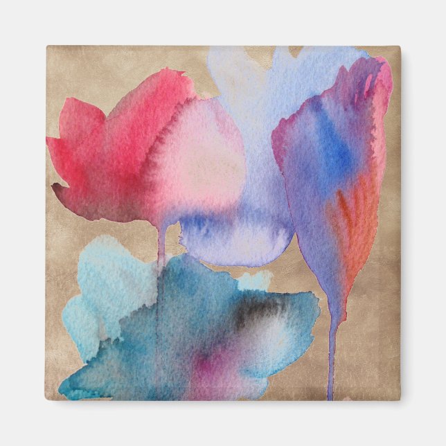 Íman Design de arte floral moderna de flor da água (Frente)