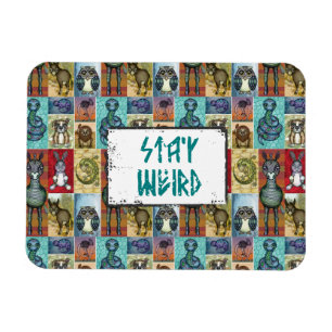 Íman Design de Arte Popular de Colagem Animal Bonita Fi