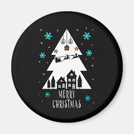 Íman Design de árvore de Natal com preto-e-branco