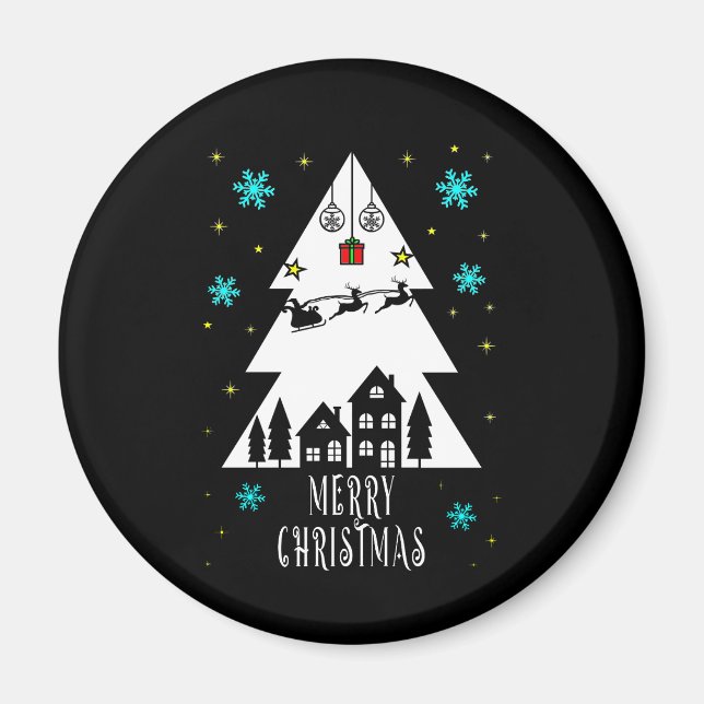 Íman Design de árvore de Natal com preto-e-branco (Frente)