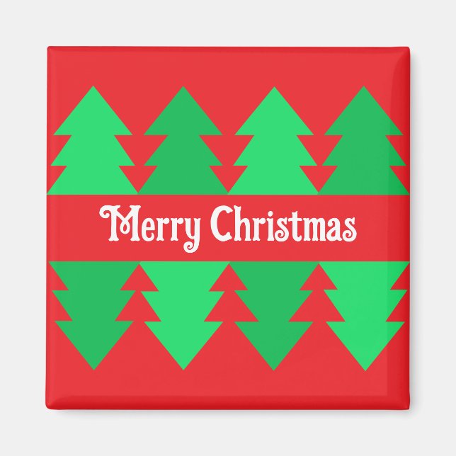Íman Design de Árvore Simples Feliz de Natal (Frente)