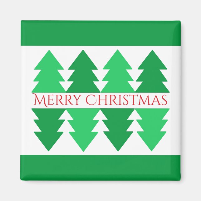 Íman Design de Árvore Verde Feliz de Natal (Frente)