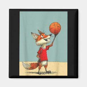 Íman Design de basquete engraçado de esportes de raposa