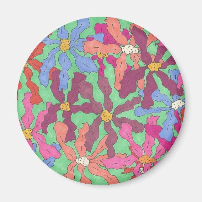 Íman Design de Boho do Padrão do Flor Retroativo (Frente)