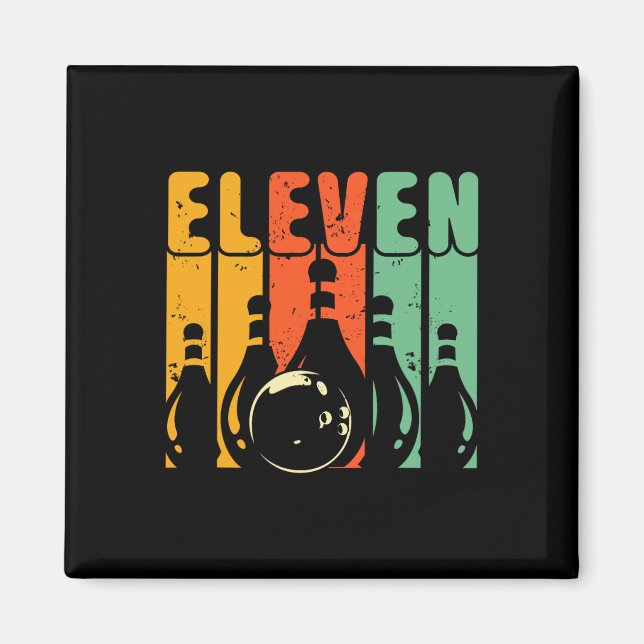 Íman Design de boliche de aniversário de 11 anos retrô  (Frente)