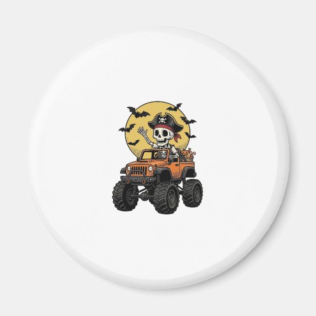 Íman Design de caminhão monstro de esqueleto pirata de  (Frente)
