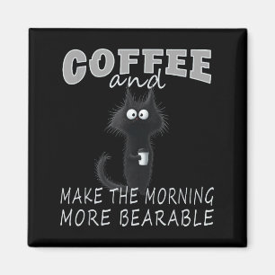 Íman Design de camiseta Gato e Café, Humor matinal de g