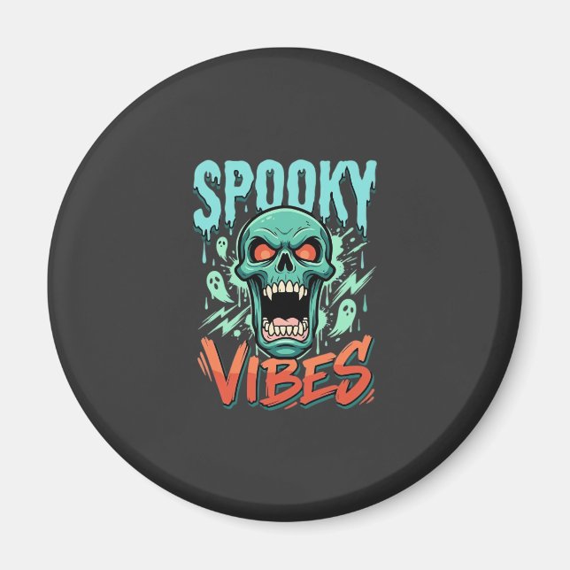 Íman Design de Caveira de Fantasma de Halloween Vibes A (Frente)