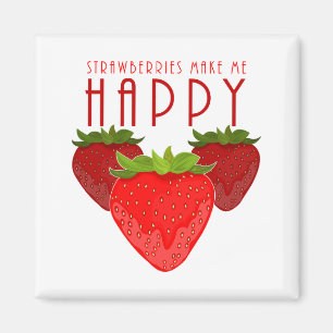 Íman Design de Citação de Morango Fofo Fruta Feliz